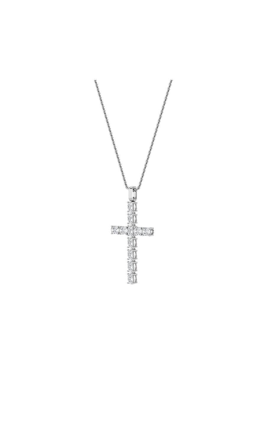 2Cttw Oval Shaped Lab Grown Diamond (F/VS) Cross Pendant in 14K Gold