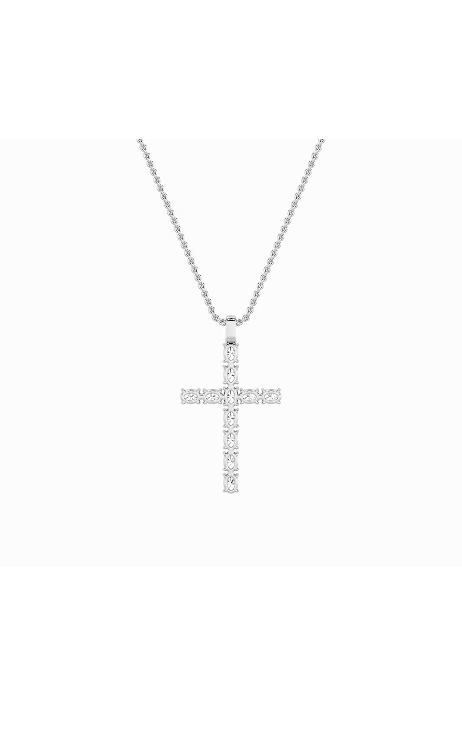 2Cttw Oval Shaped Lab Grown Diamond (F/VS) Cross Pendant in 14K Gold