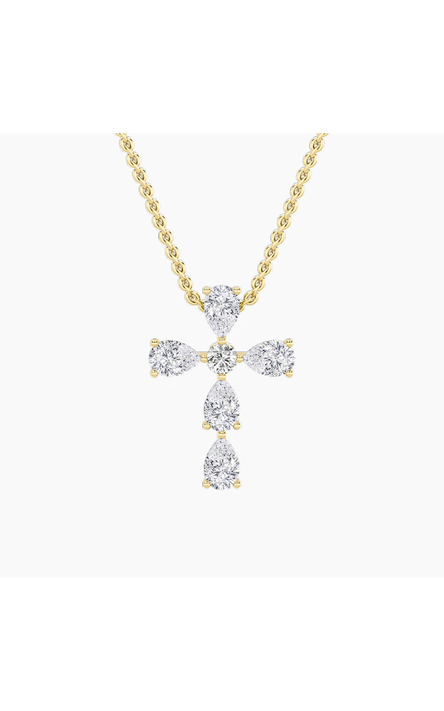 2.5Cttw Pear Shaped Lab Grown Diamond (F/VS) CrossPendant in 14K Gold