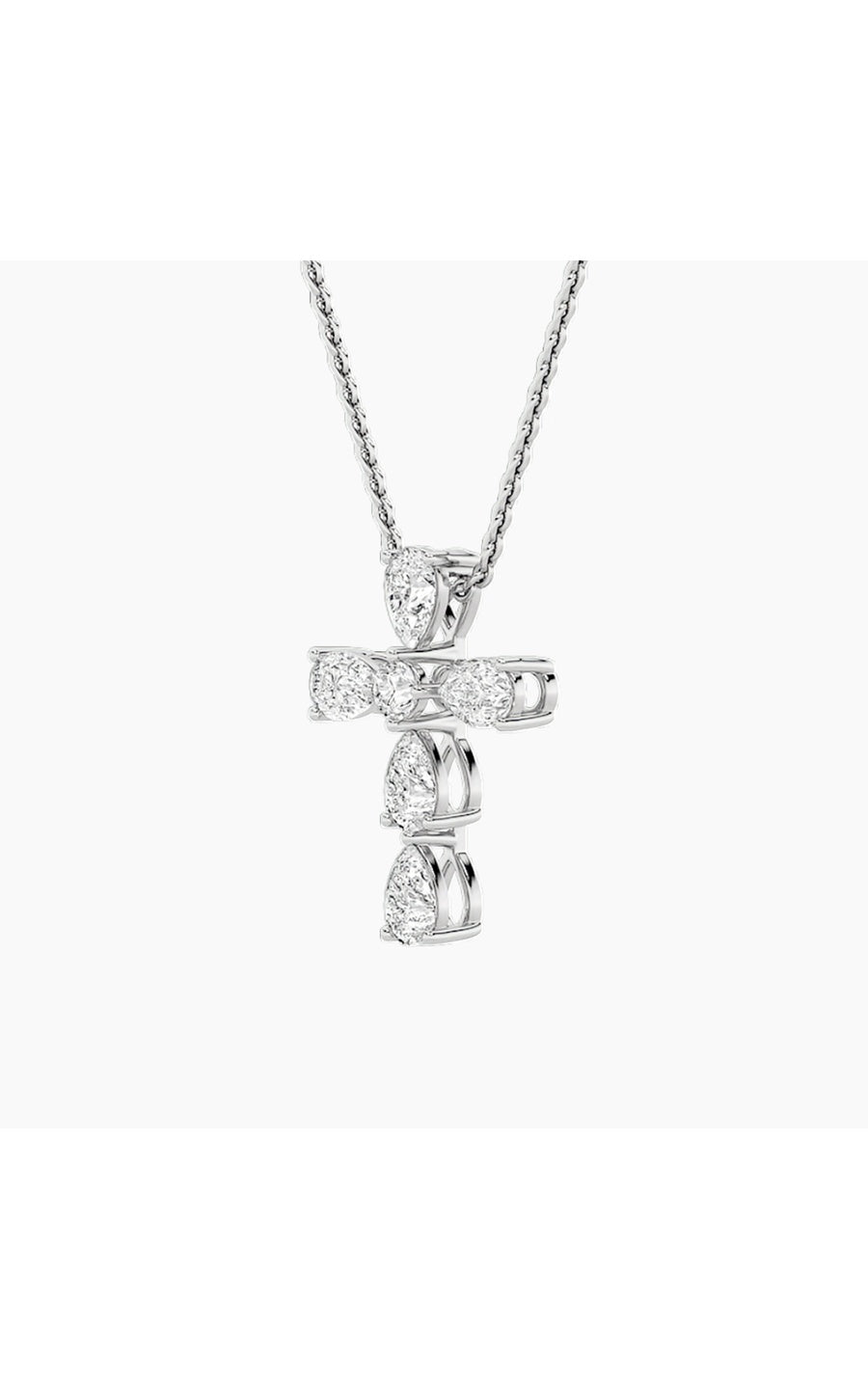 2.75Cttw Pear Shaped Lab Grown Diamond (F/VS) Cross Pendant in 14K Gold