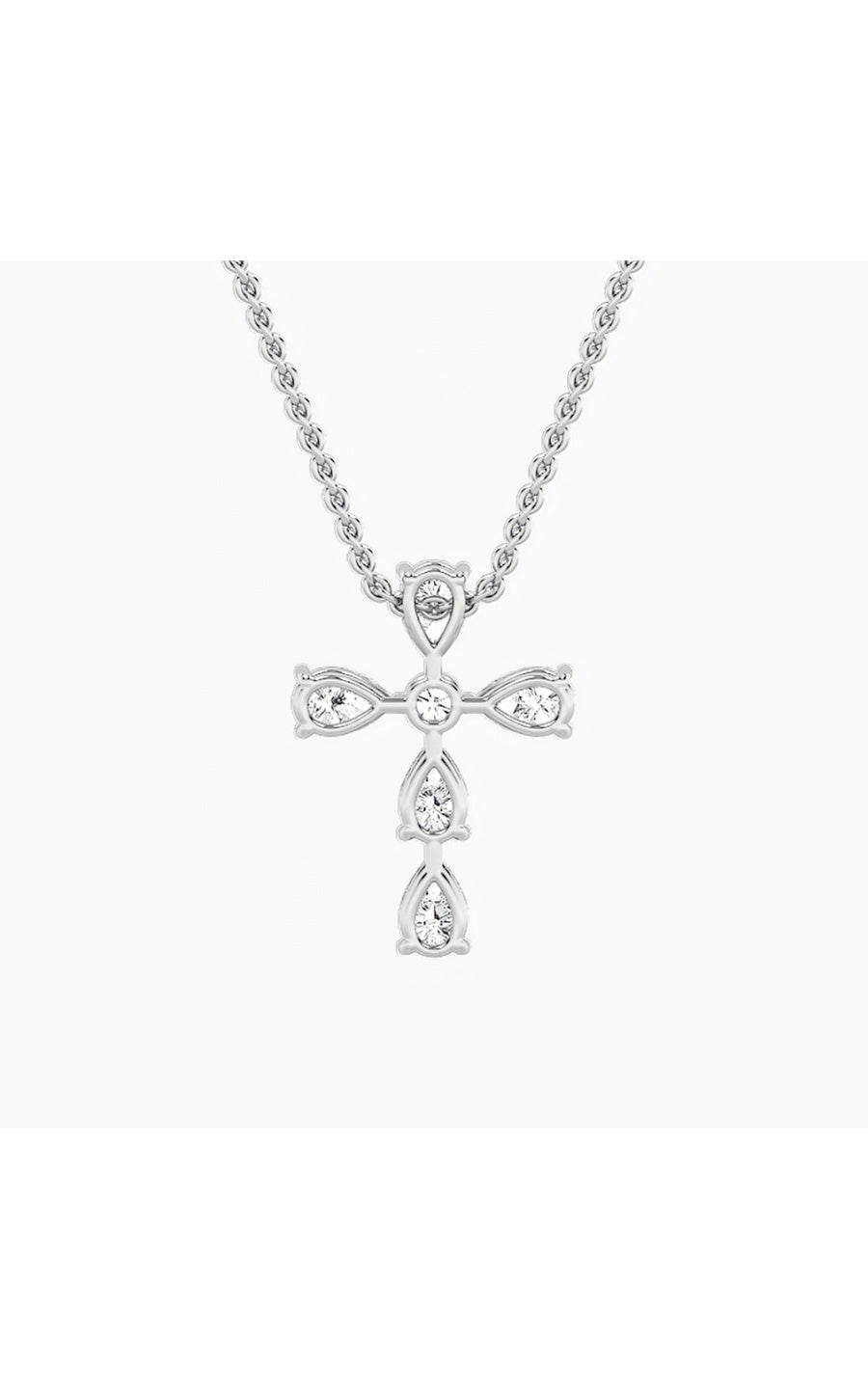 2.75Cttw Pear Shaped Lab Grown Diamond (F/VS) Cross Pendant in 14K Gold