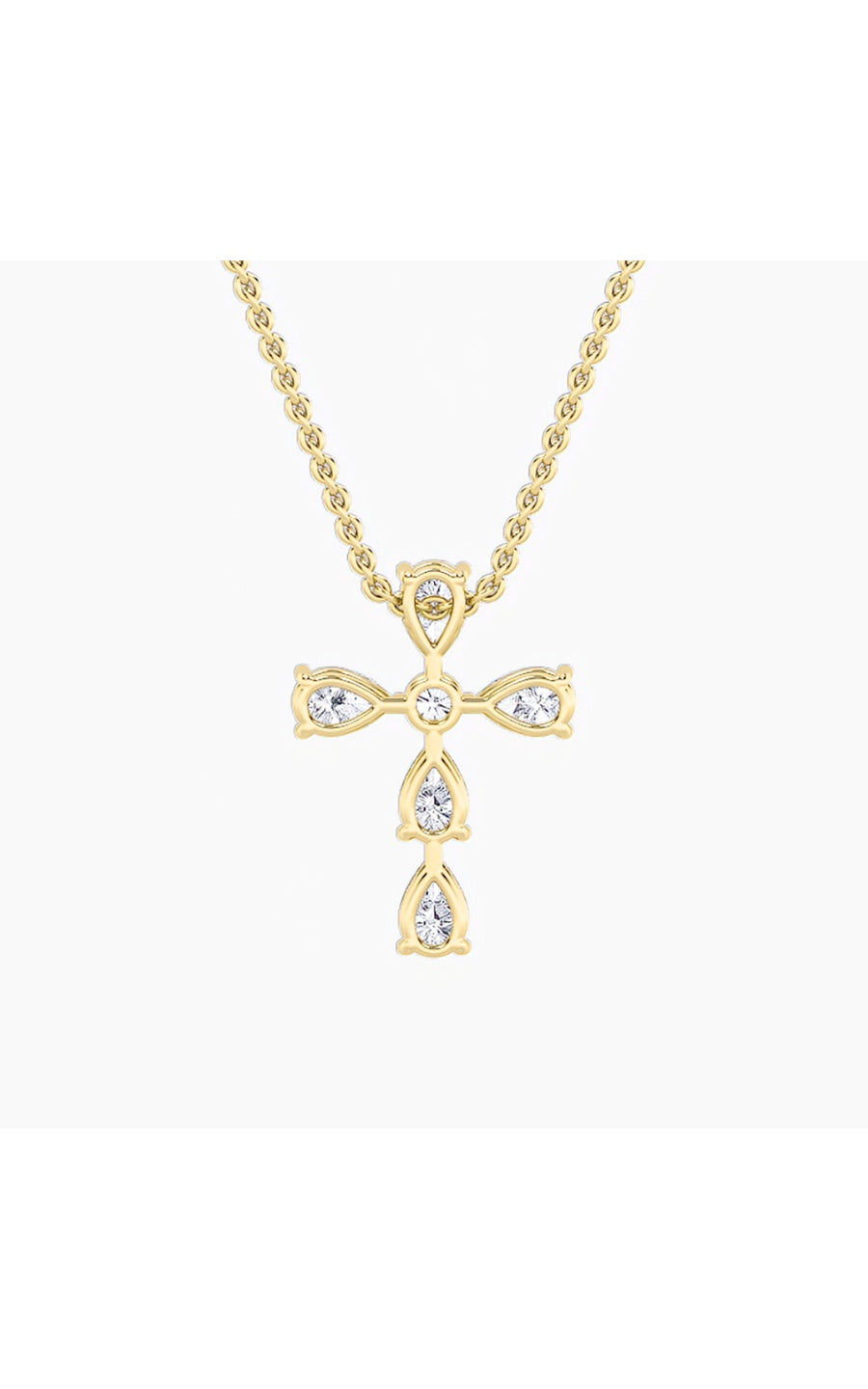 2.75Cttw Pear Shaped Lab Grown Diamond (F/VS) Cross Pendant in 14K Gold