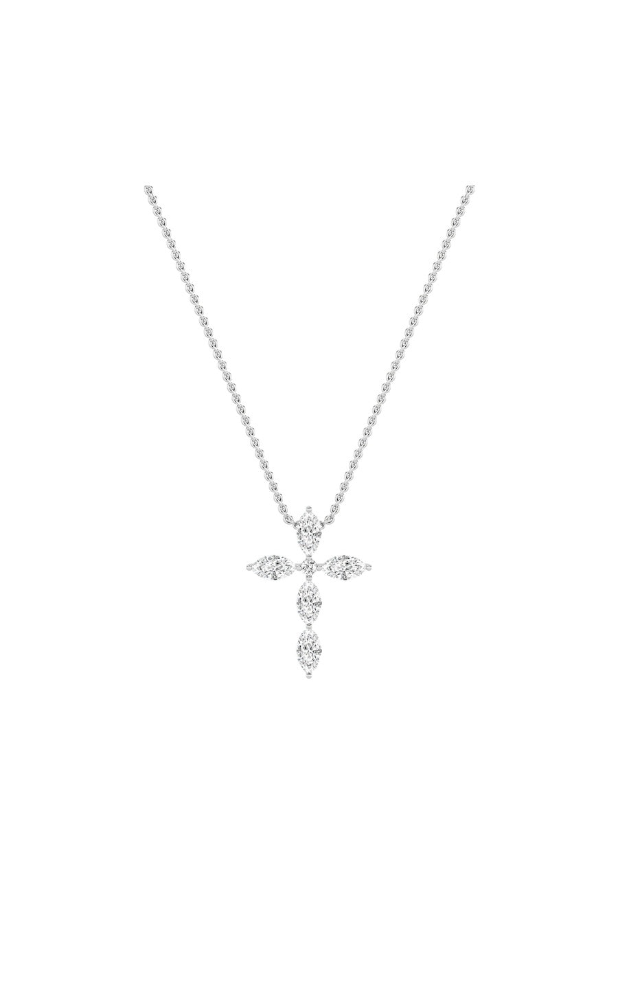 2Cttw Marquise Shaped Lab Grown Diamond (F/VS) Cross Pendant in 14K Gold