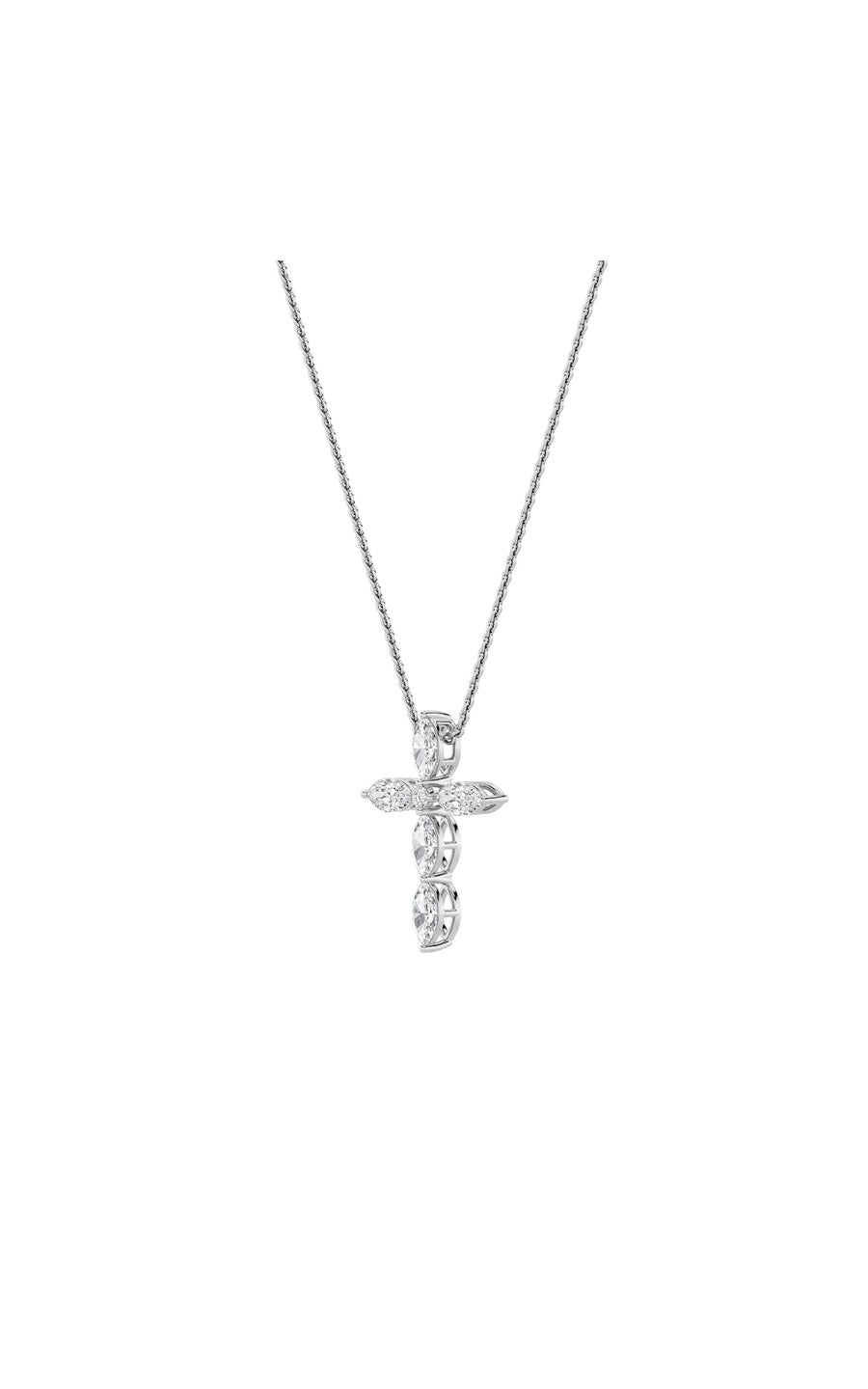 2Cttw Marquise Shaped Lab Grown Diamond (F/VS) Cross Pendant in 14K Gold