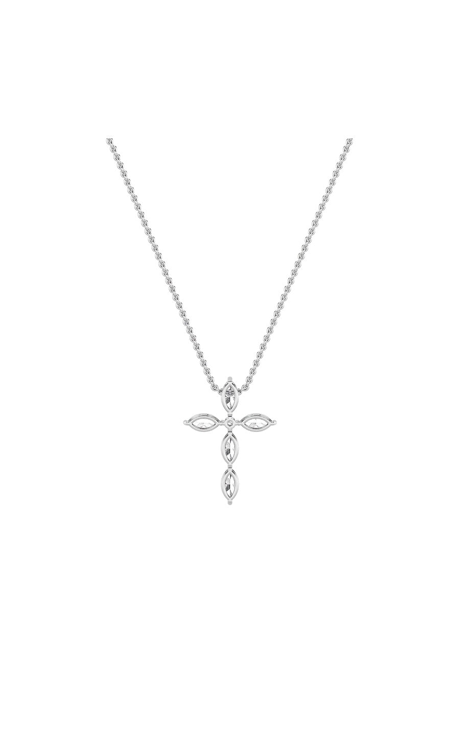 2CTW Marquise Shaped Lab Grown Diamond (F/VS) Cross Pendant in 14K Gold