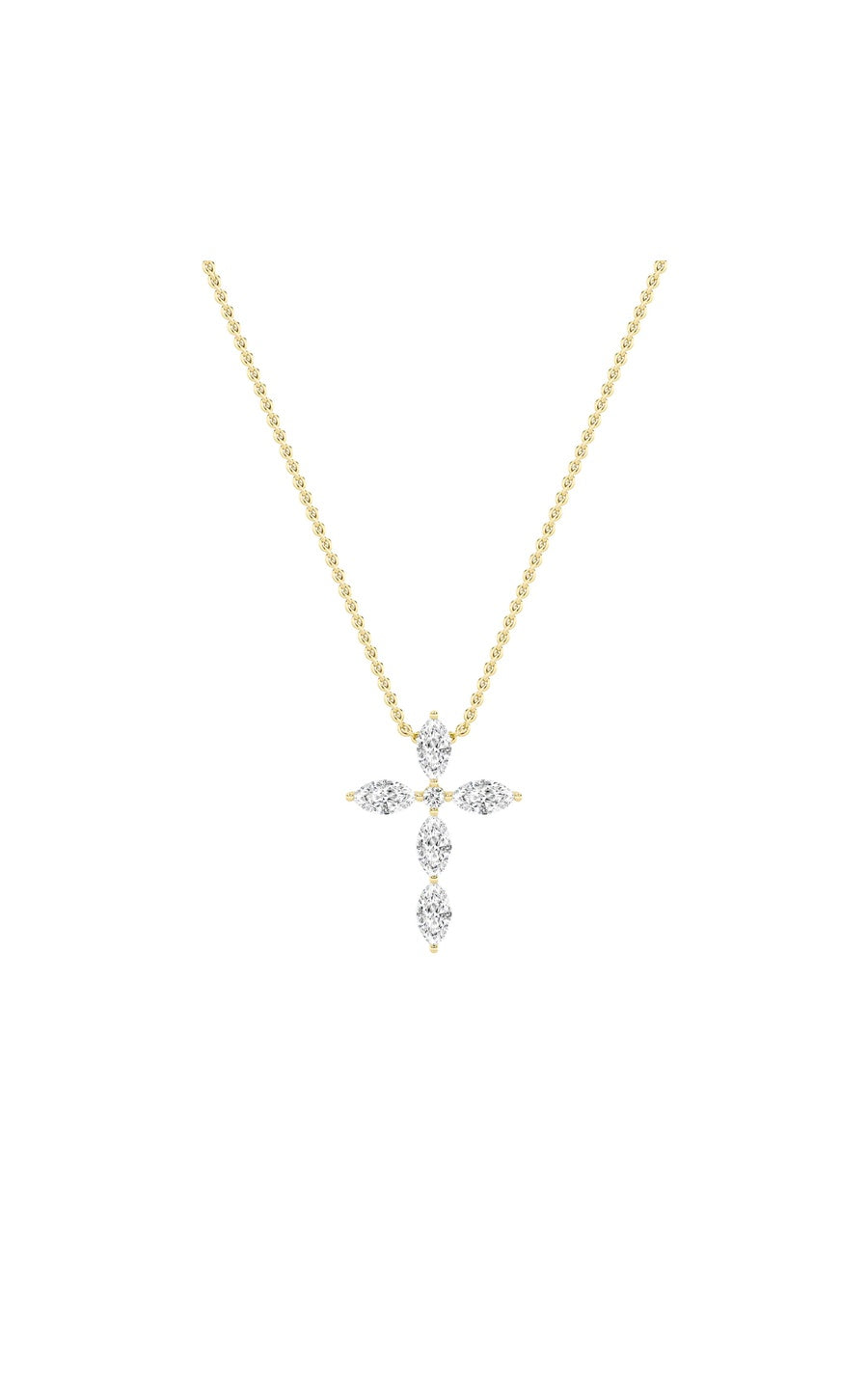 2Cttw Marquise Shaped Lab Grown Diamond (F/VS) Cross Pendant in 14K Gold