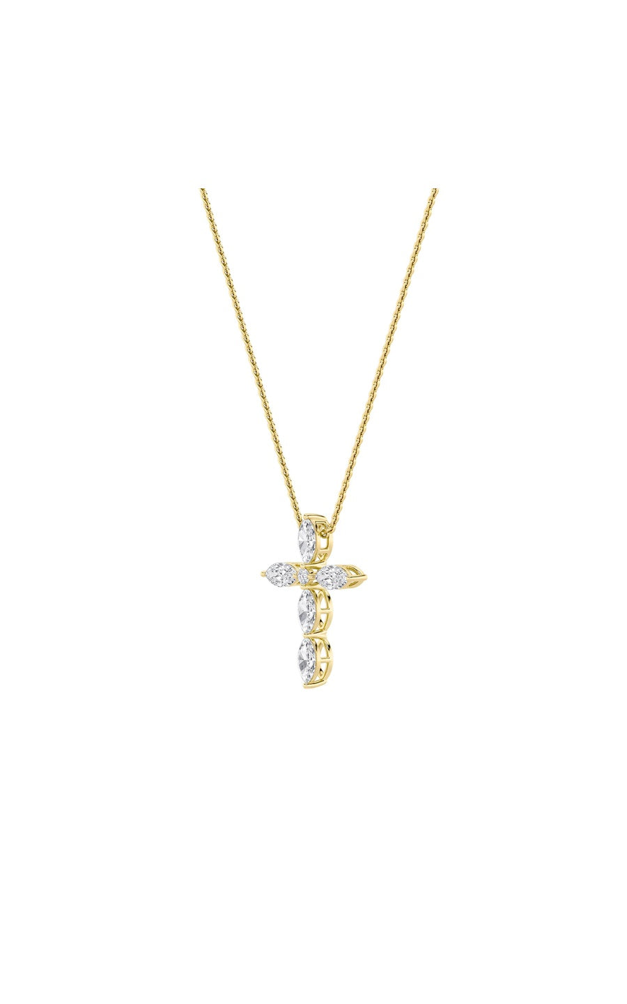 2Cttw Marquise Shaped Lab Grown Diamond (F/VS) Cross Pendant in 14K Gold