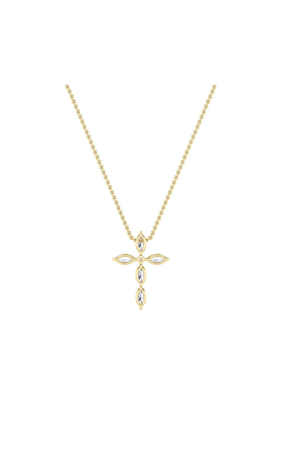 2Cttw Marquise Shaped Lab Grown Diamond (F/VS) Cross Pendant in 14K Gold