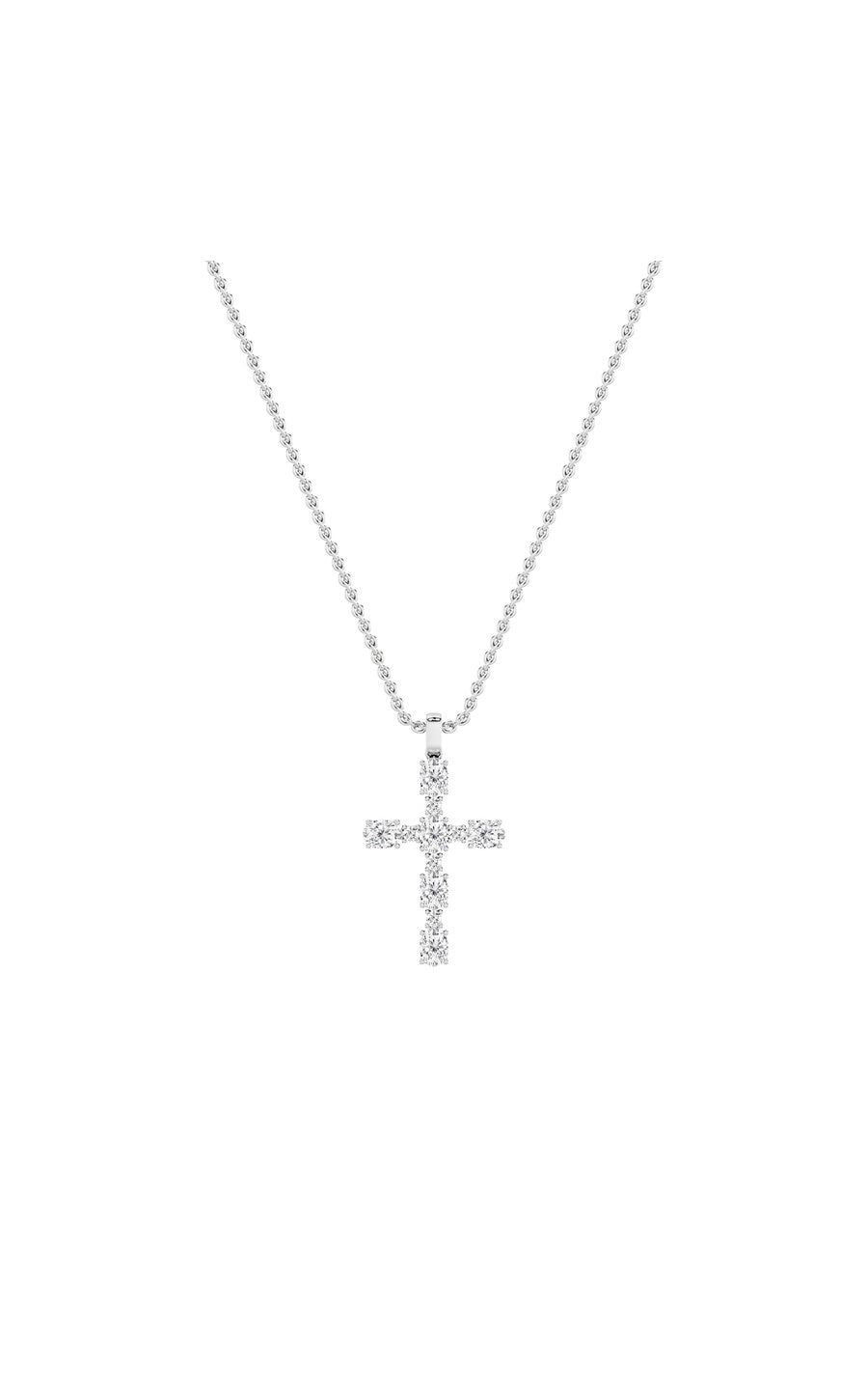 2Cttw Oval Shaped Lab Grown Diamond (F/VS) Cross Pendant in 14K Gold