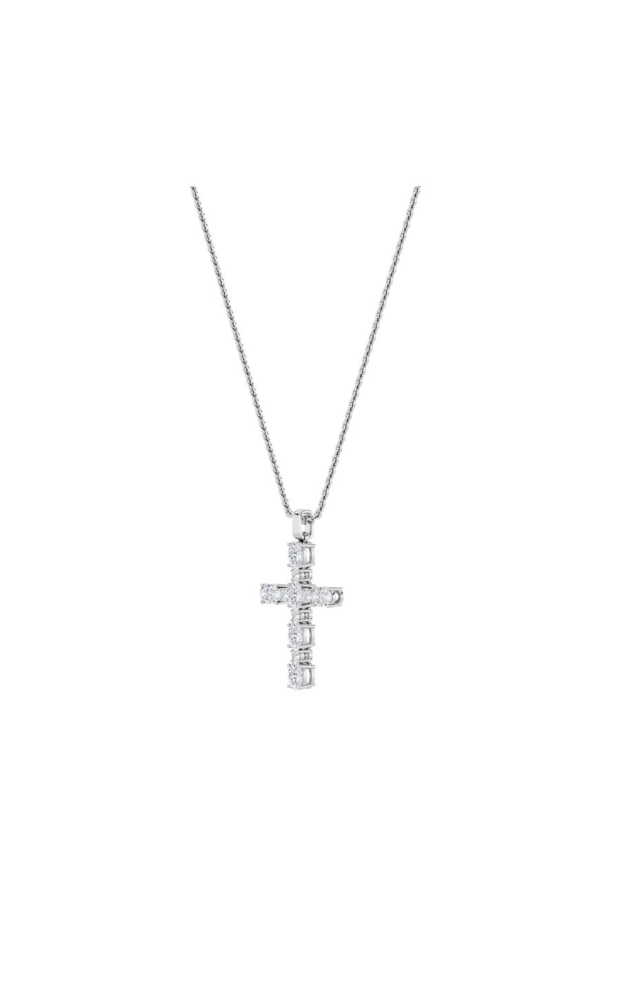 2Cttw Oval Shaped Lab Grown Diamond (F/VS) Cross Pendant in 14K Gold