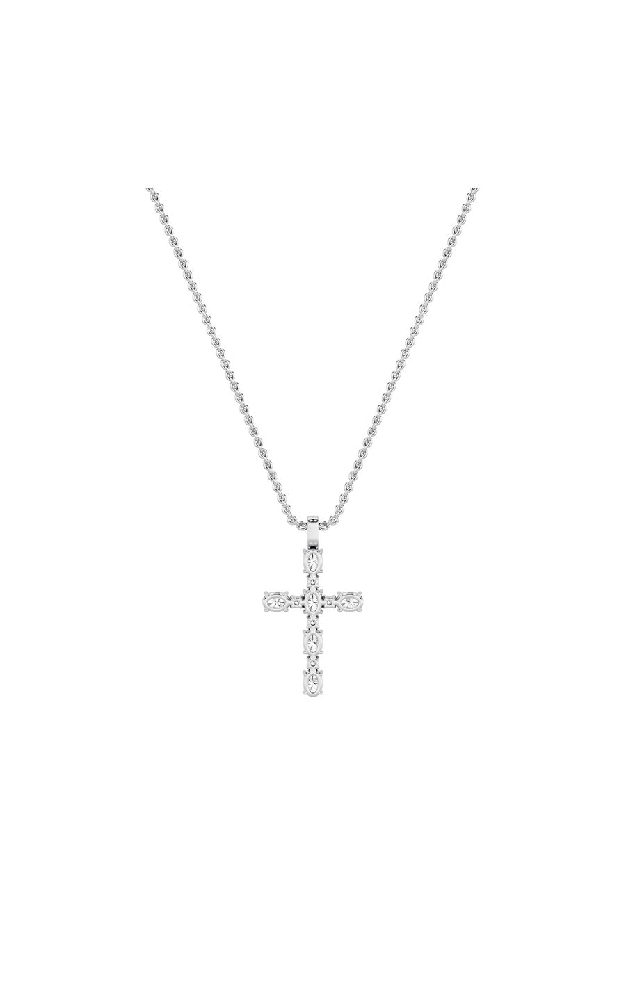 2Cttw Oval Shaped Lab Grown Diamond (F/VS) Cross Pendant in 14K Gold