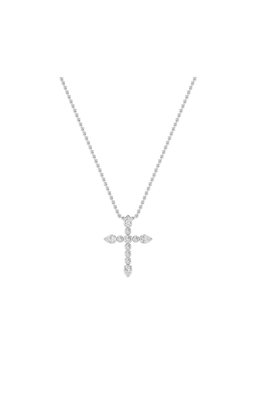 1.5Cttw Pear Shaped Lab Grown Diamond (F/VS) CrossPendant in 14K Gold