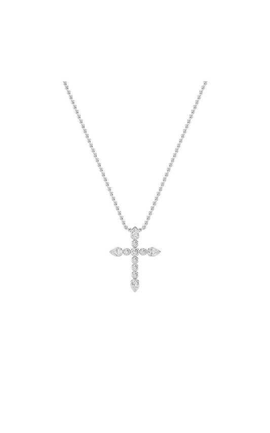 1.5Cttw Pear Shaped Lab Grown Diamond (F/VS) CrossPendant in 14K Gold