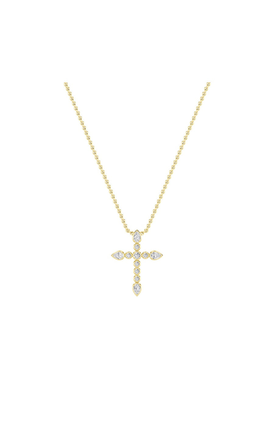 1.5Cttw Pear Shaped Lab Grown Diamond (F/VS) CrossPendant in 14K Gold