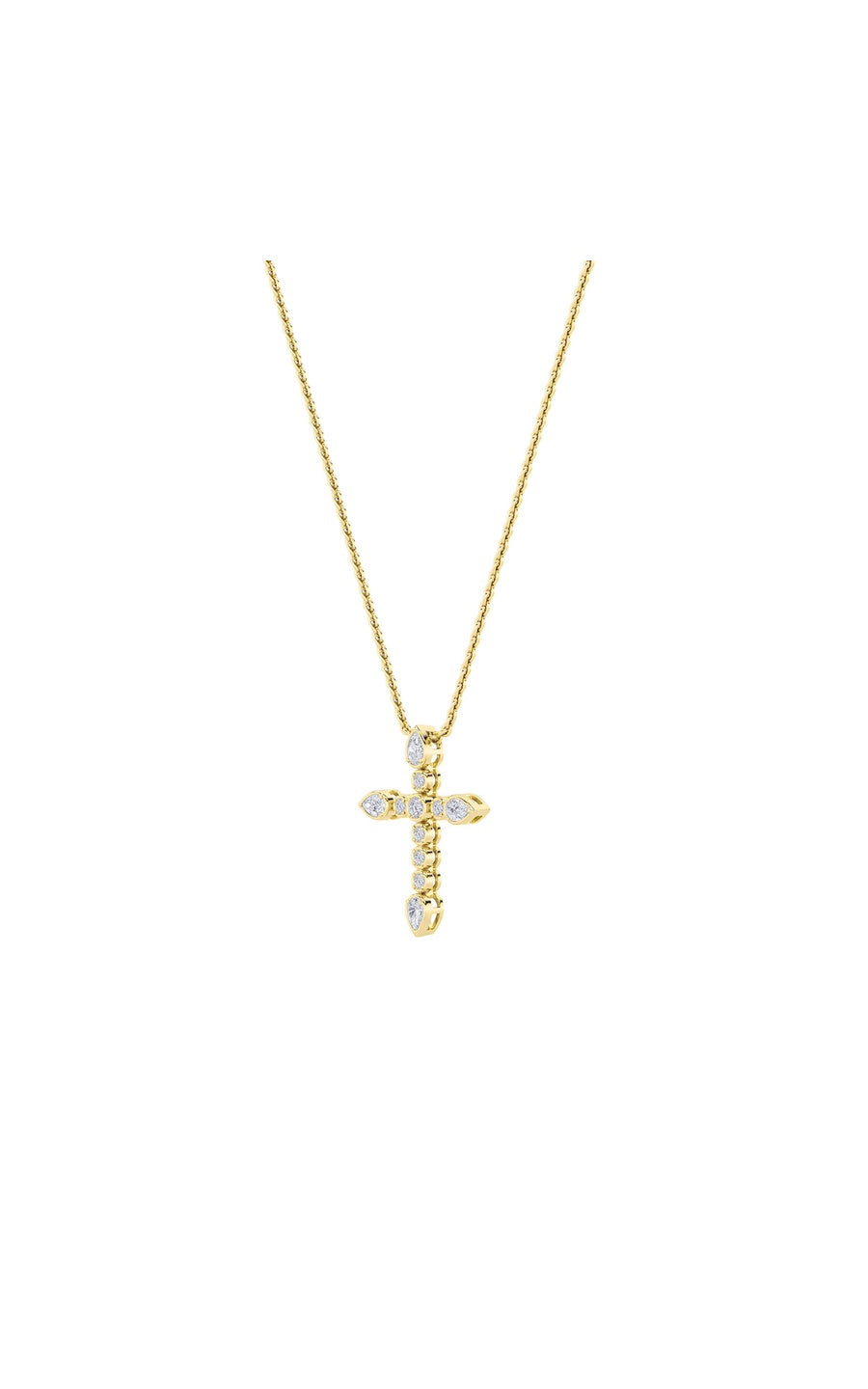 1.5Cttw Pear Shaped Lab Grown Diamond (F/VS) CrossPendant in 14K Gold