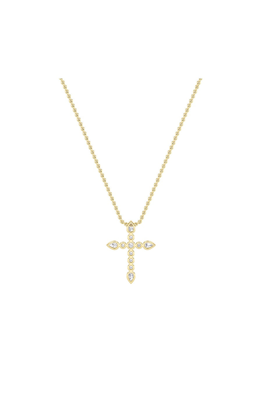 1.5Cttw Pear Shaped Lab Grown Diamond (F/VS) CrossPendant in 14K Gold