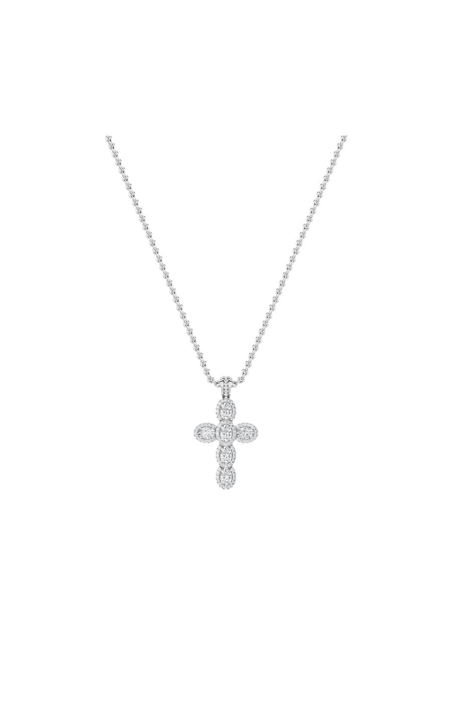 3Cttw Oval Shaped Lab Grown Diamond (F/VS) Cross Pendant in 14K Gold