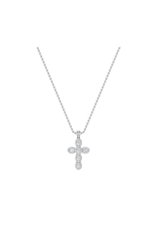 3Cttw Oval Shaped Lab Grown Diamond (F/VS) Cross Pendant in 14K Gold