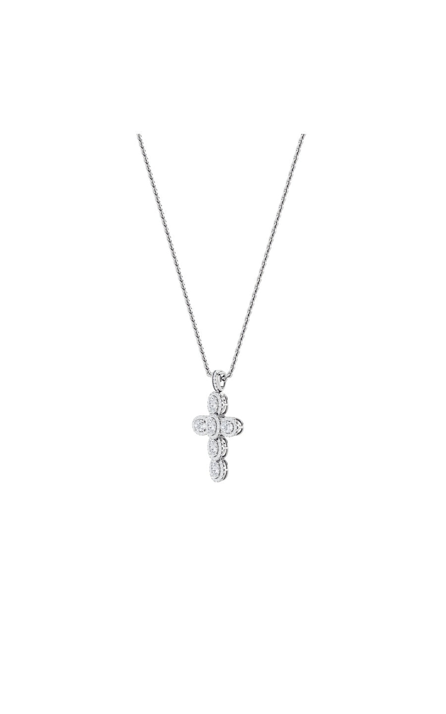 3Cttw Oval Shaped Lab Grown Diamond (F/VS) Cross Pendant in 14K Gold