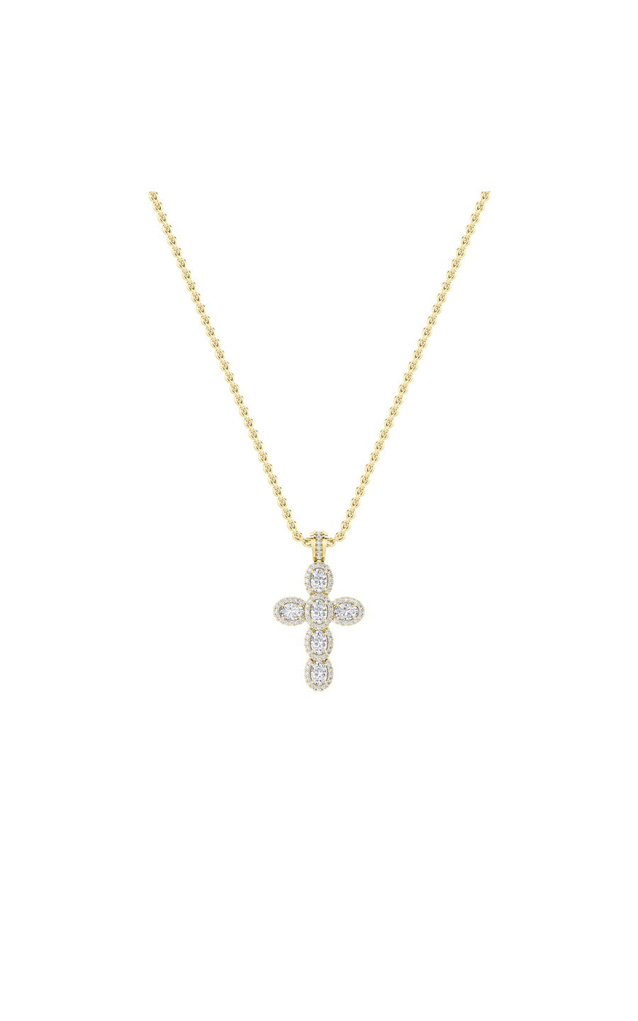 3Cttw Oval Shaped Lab Grown Diamond (F/VS) Cross Pendant in 14K Gold