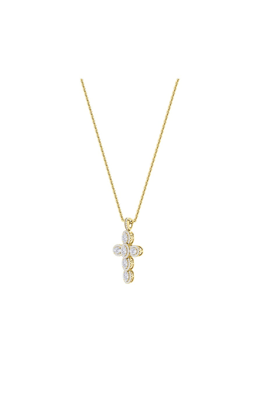 3Cttw Oval Shaped Lab Grown Diamond (F/VS) Cross Pendant in 14K Gold