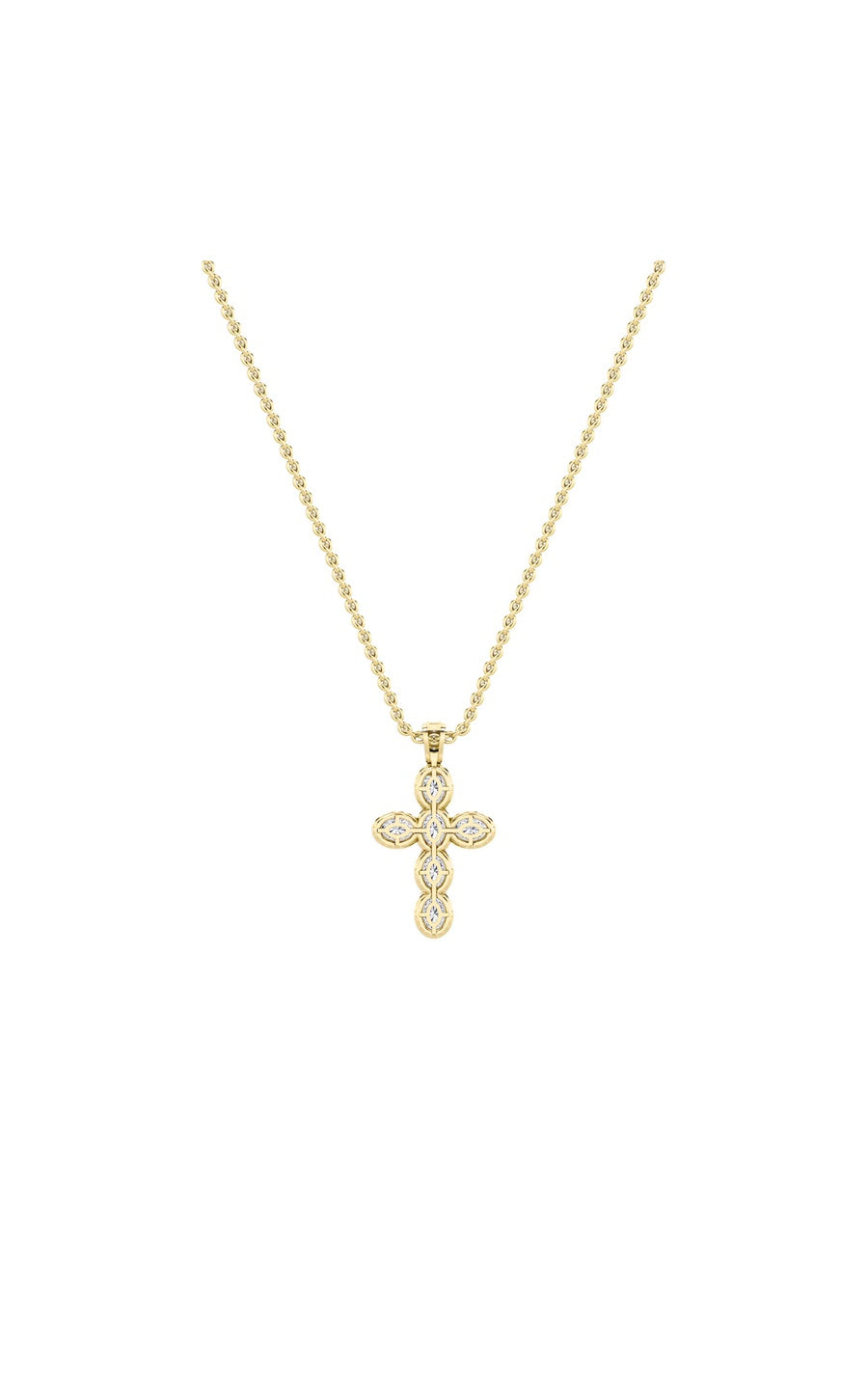 3Cttw Oval Shaped Lab Grown Diamond (F/VS) Cross Pendant in 14K Gold