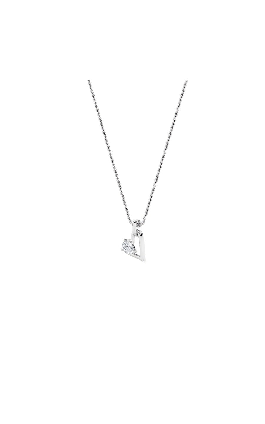 1CTW Pear Shaped Lab Grown Diamond (F/VS) Heart Shaped Dangle Pendant in 14K Gold