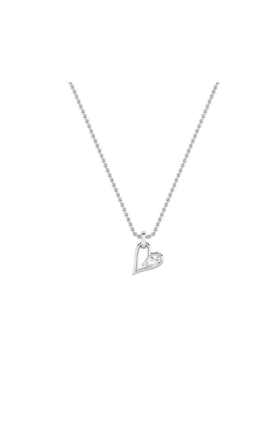 1CTW Pear Shaped Lab Grown Diamond (F/VS) Heart Shaped Dangle Pendant in 14K Gold