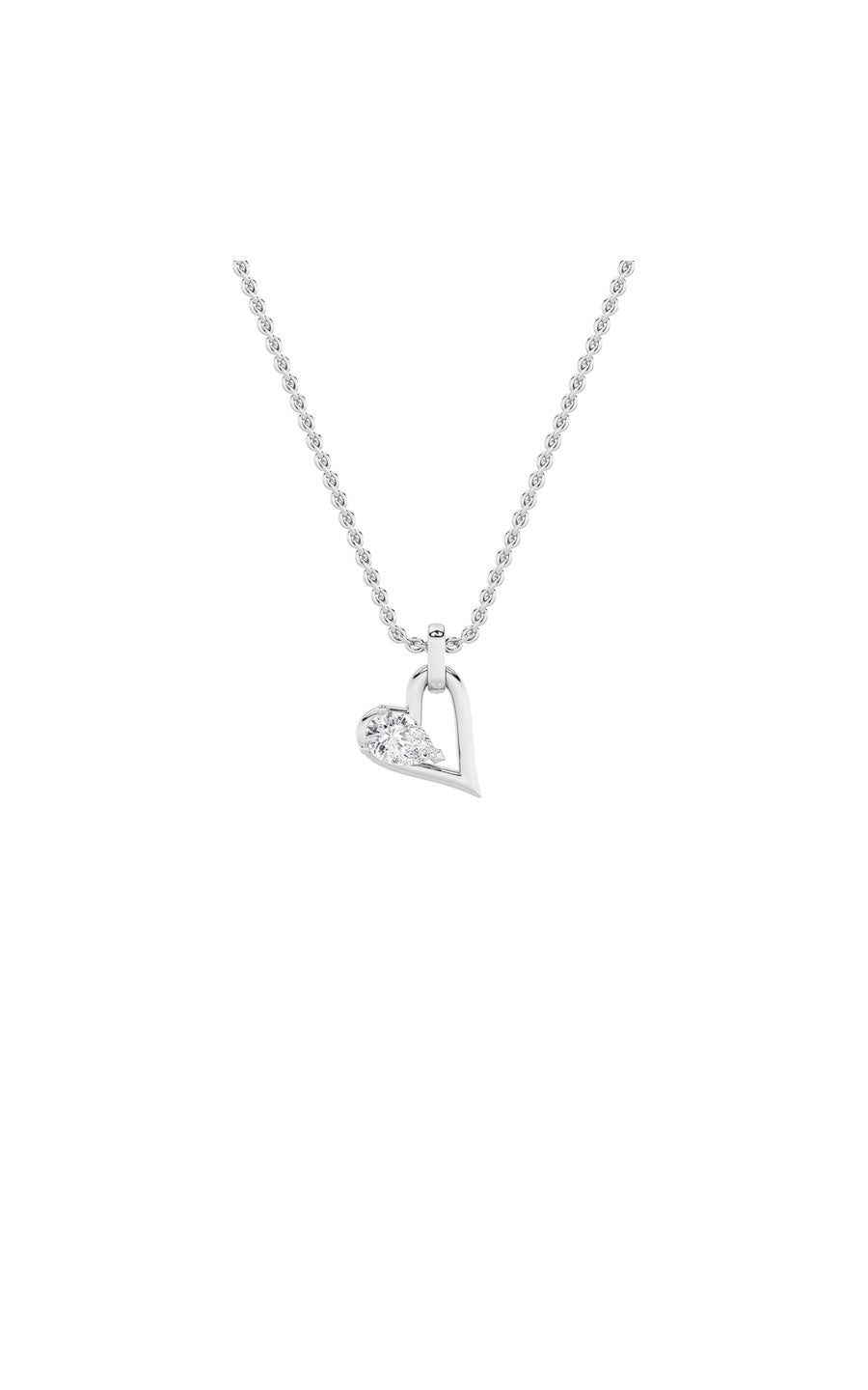 1Cttw Pear Shaped Lab Grown Diamond (F/VS) Heart Shaped Dangle Pendant in 14K Gold