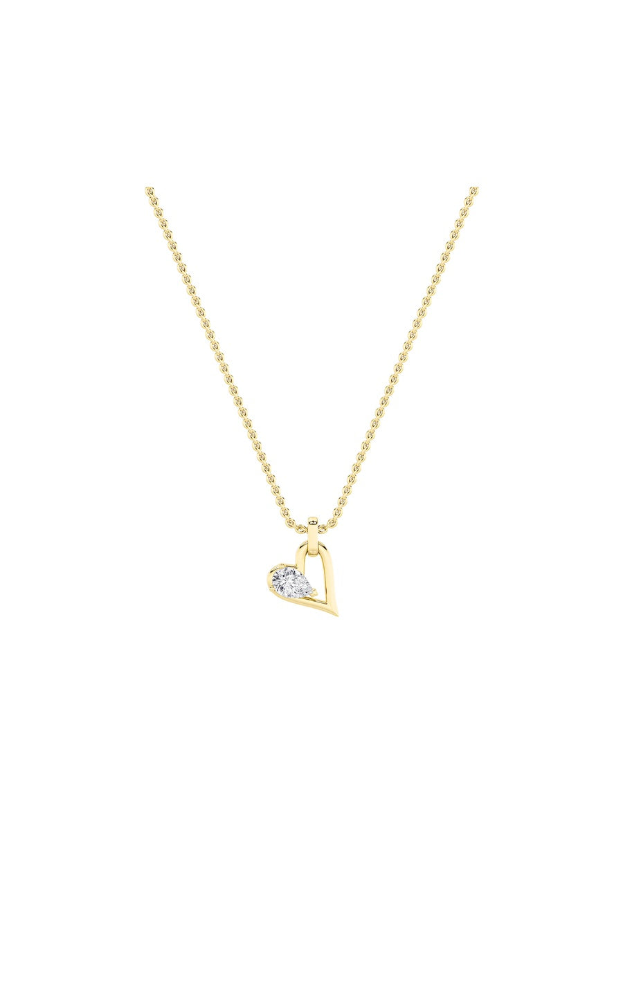 1Cttw Pear Shaped Lab Grown Diamond (F/VS) Heart Shaped Dangle Pendant in 14K Gold