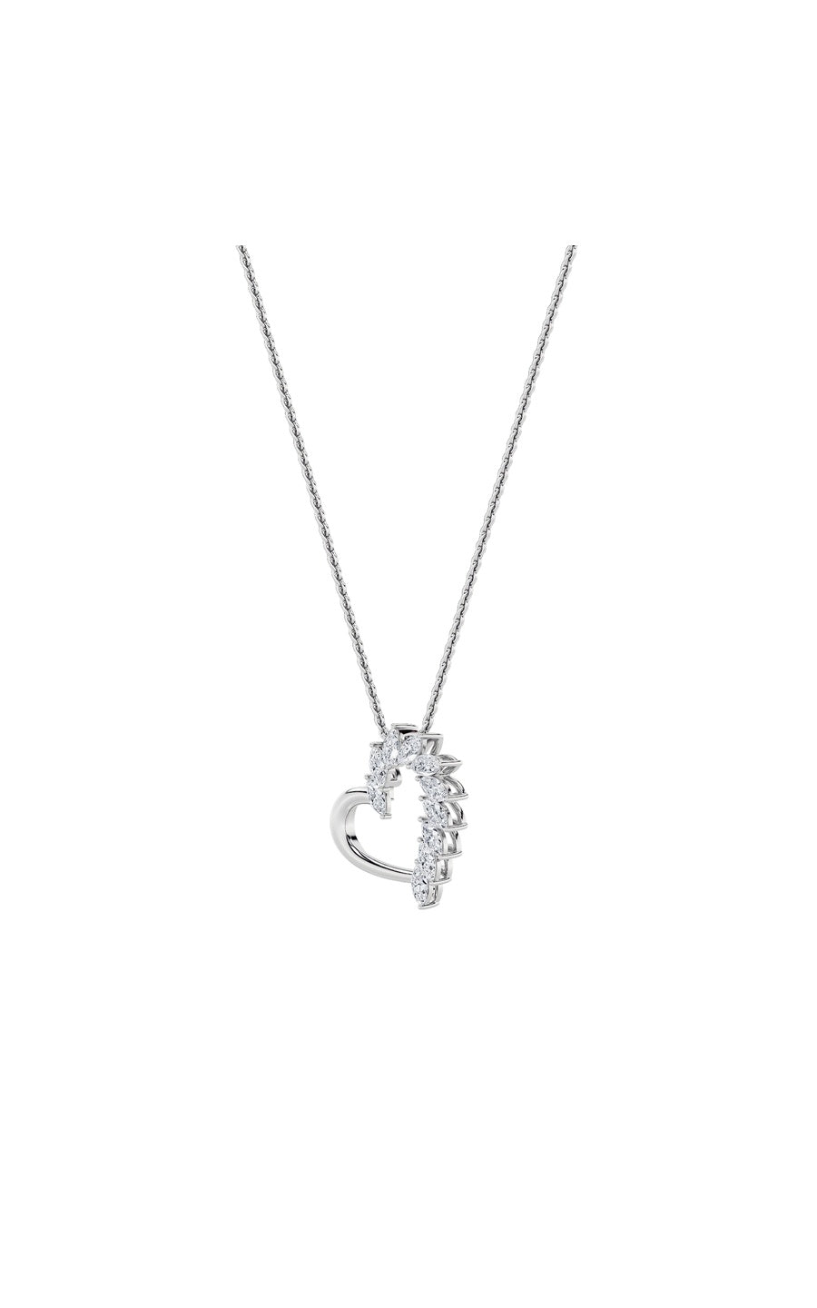2Cttw Marquise Shaped Lab Grown Diamond (F/VS) Heart Shaped Pendant in 14K Gold