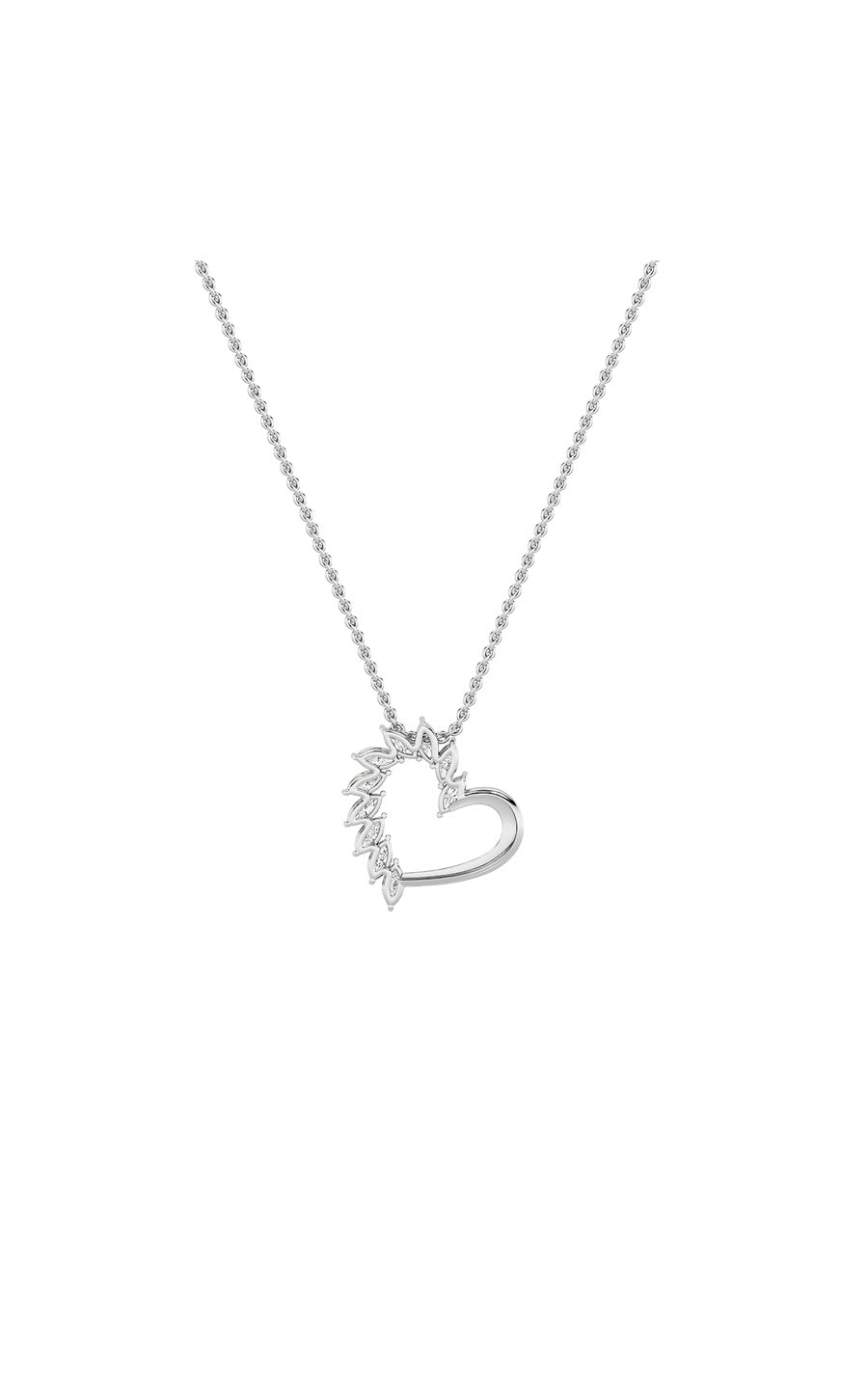 2Cttw Marquise Shaped Lab Grown Diamond (F/VS) Heart Shaped Pendant in 14K Gold