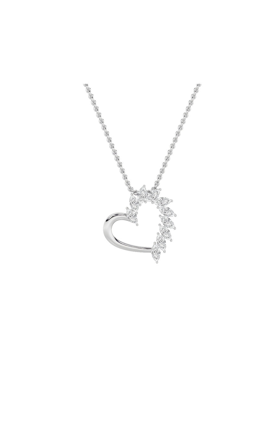2Cttw Marquise Shaped Lab Grown Diamond (F/VS) Heart Shaped Pendant in 14K Gold