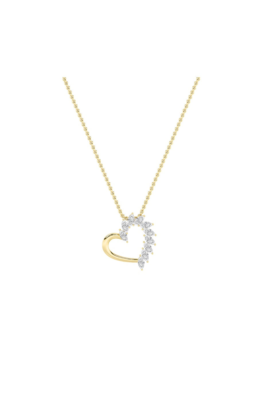 2Cttw Marquise Shaped Lab Grown Diamond (F/VS) Heart Shaped Pendant in 14K Gold