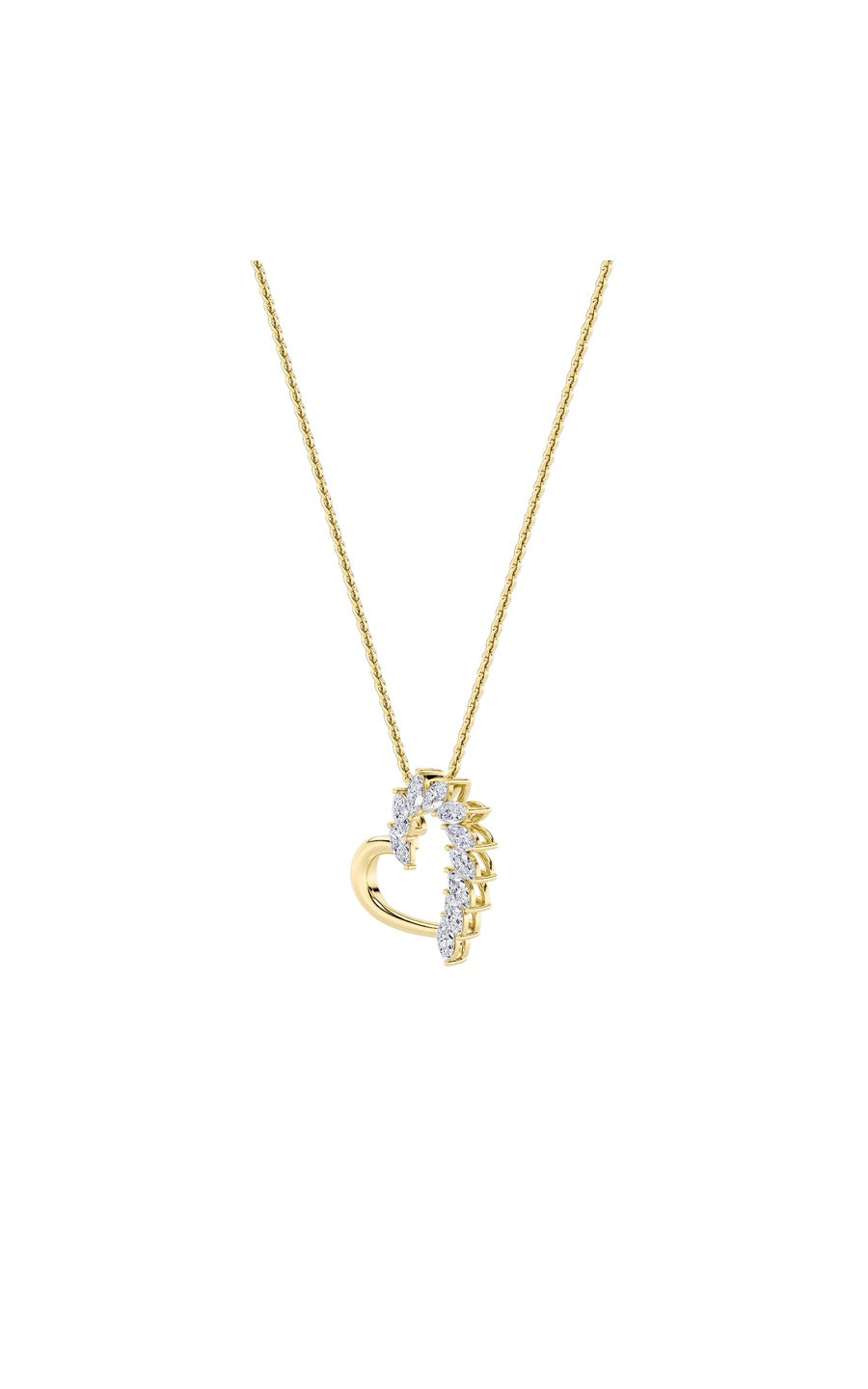 2Cttw Marquise Shaped Lab Grown Diamond (F/VS) Heart Shaped Pendant in 14K Gold