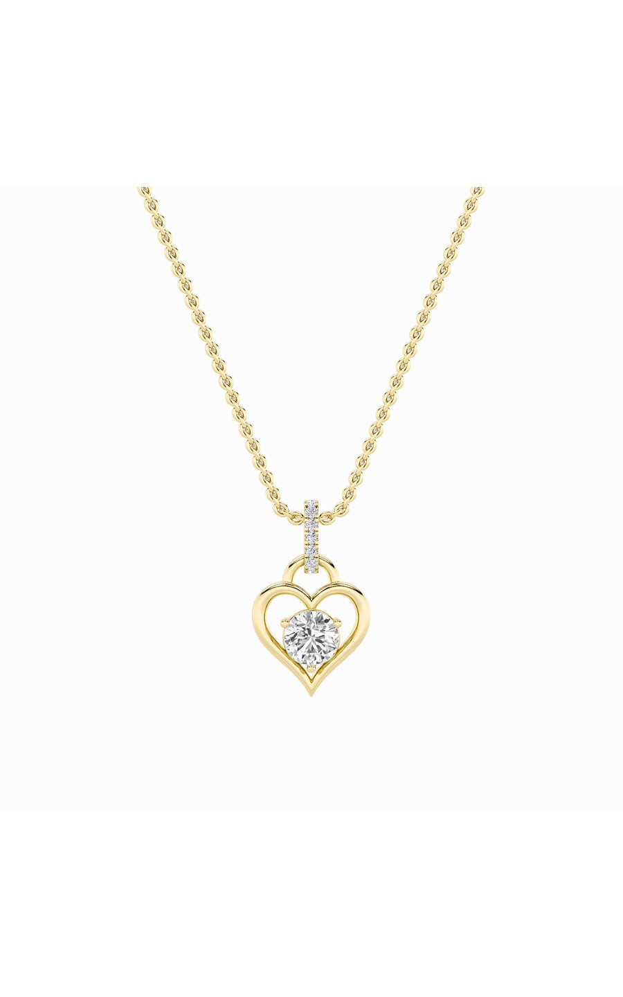 1.5Cttw Round Shaped Lab Grown Diamond (F/VS) Heart Shaped Pendant in 14K Gold