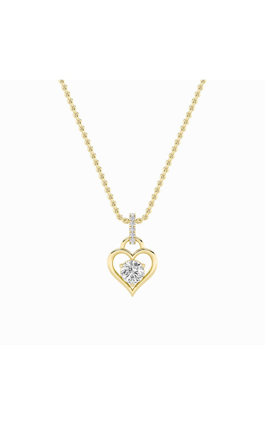 1.5Cttw Round Shaped Lab Grown Diamond (F/VS) Heart Shaped Pendant in 14K Gold