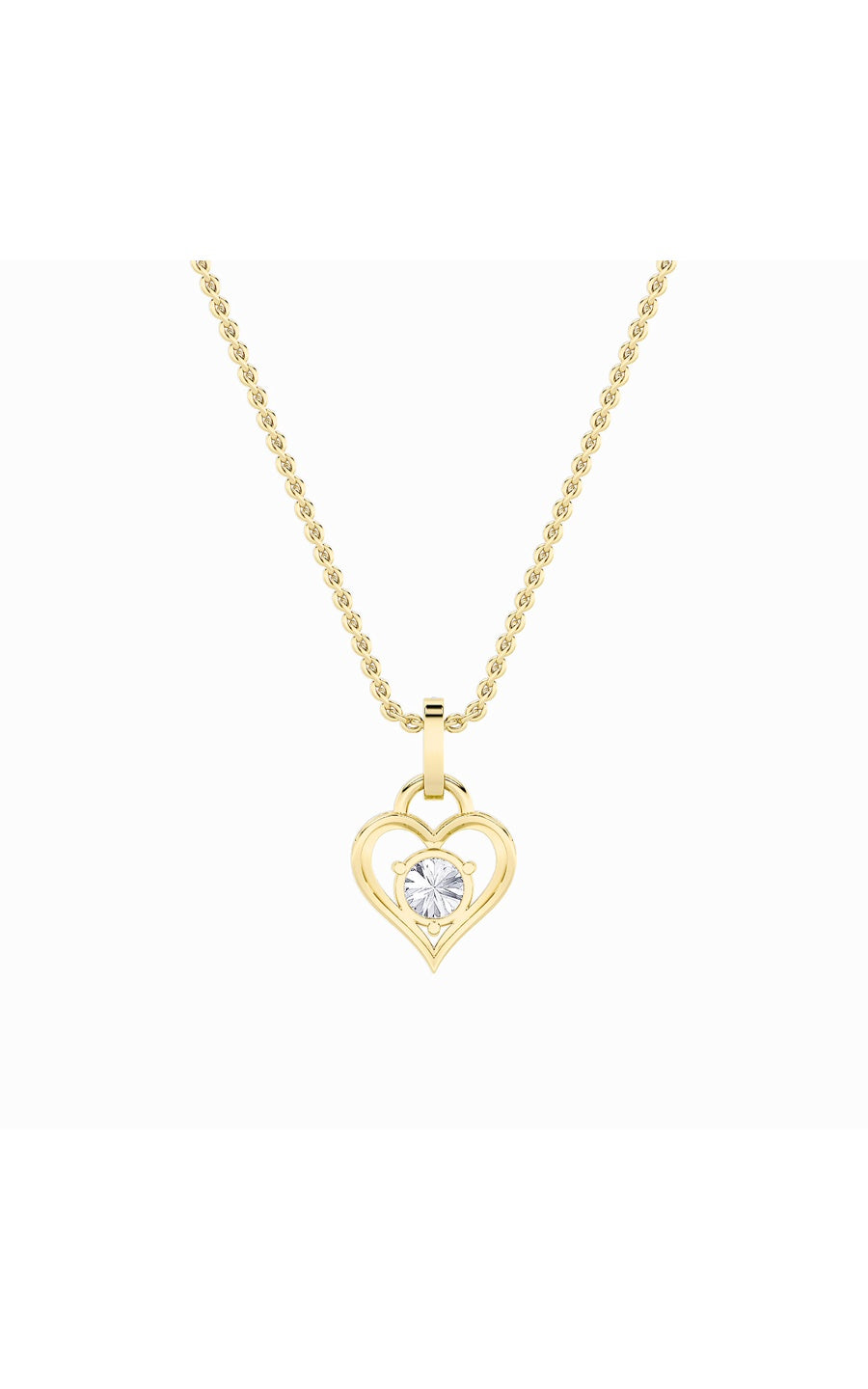 1.5Cttw Round Shaped Lab Grown Diamond (F/VS) Heart Shaped Pendant in 14K Gold