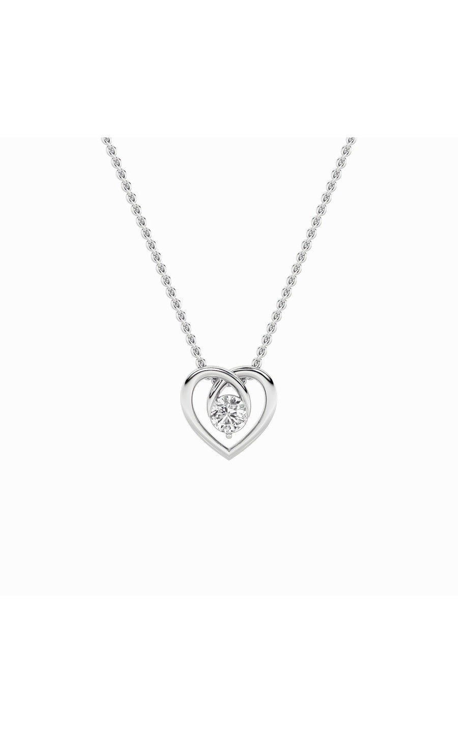 1Cttw Round Shaped Lab Grown Diamond (F/VS) HeartShaped Pendant in 14K Gold