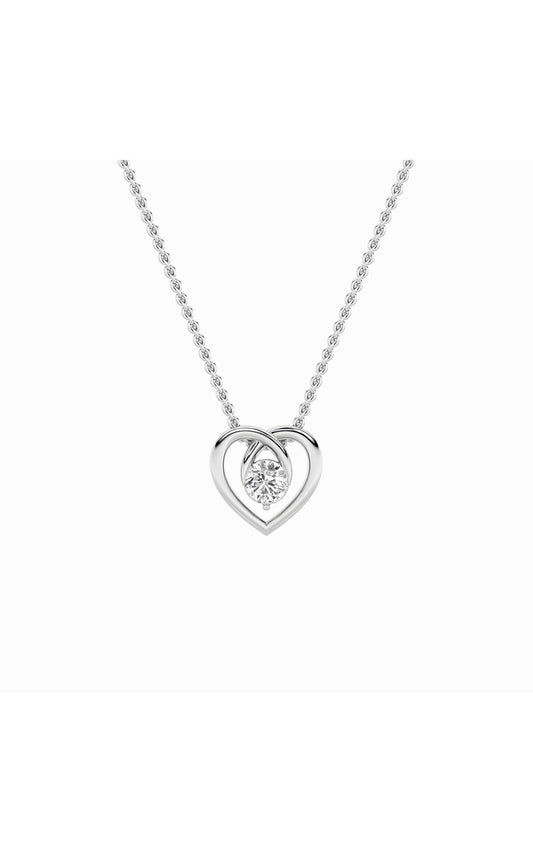 1Cttw Round Shaped Lab Grown Diamond (F/VS) HeartShaped Pendant in 14K Gold