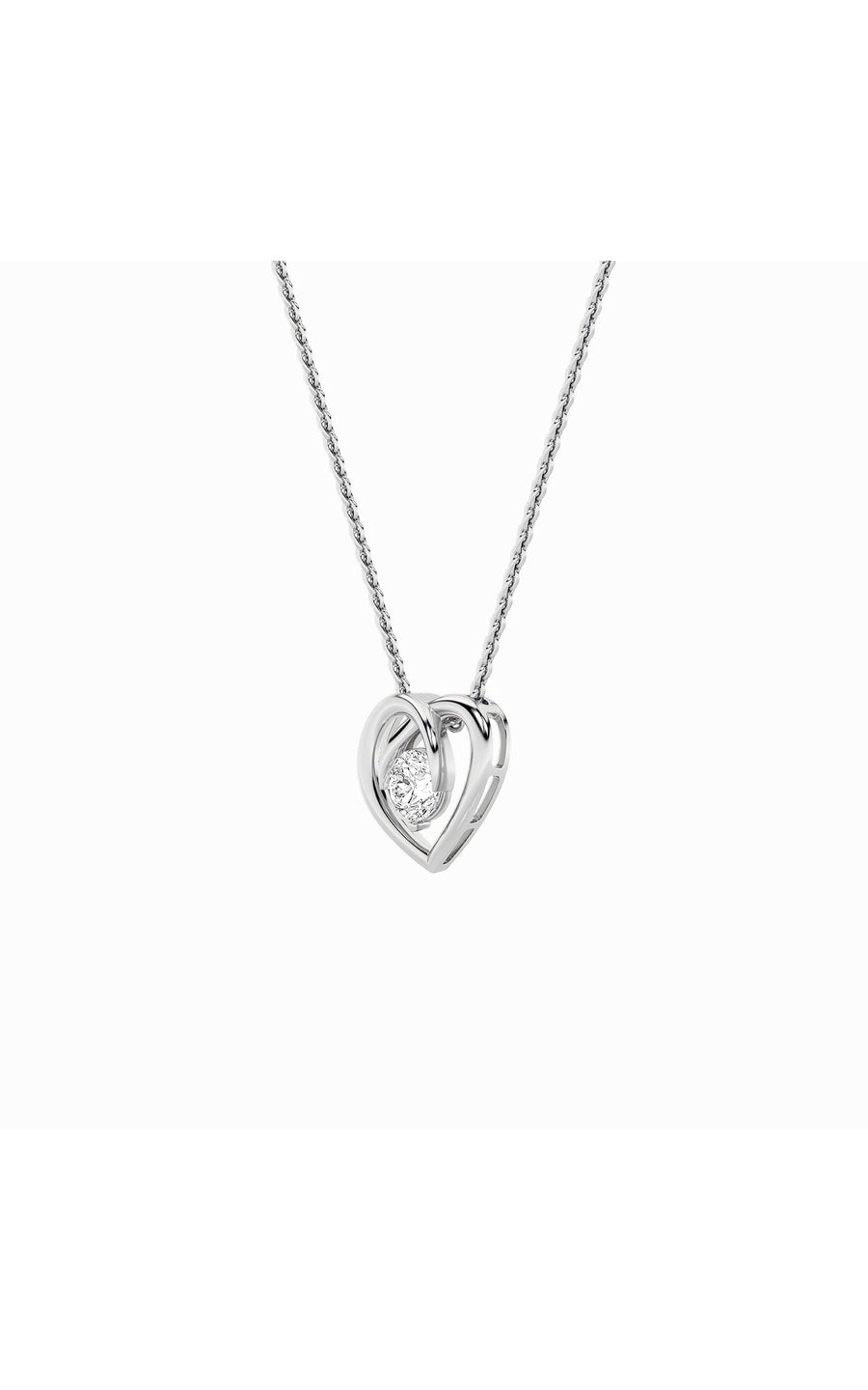 1Cttw Round Shaped Lab Grown Diamond (F/VS) HeartShaped Pendant in 14K Gold