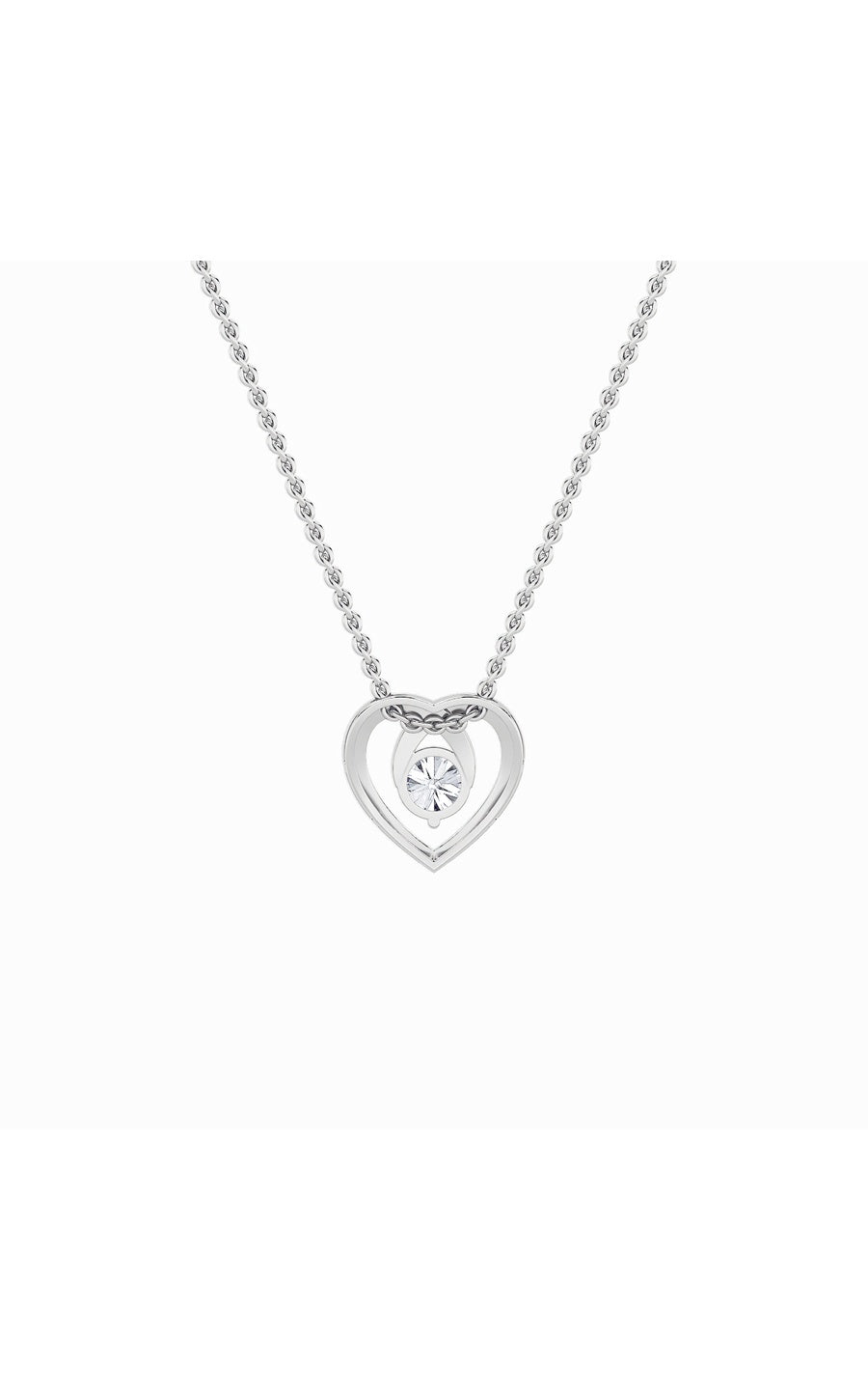 1Cttw Round Shaped Lab Grown Diamond (F/VS) HeartShaped Pendant in 14K Gold