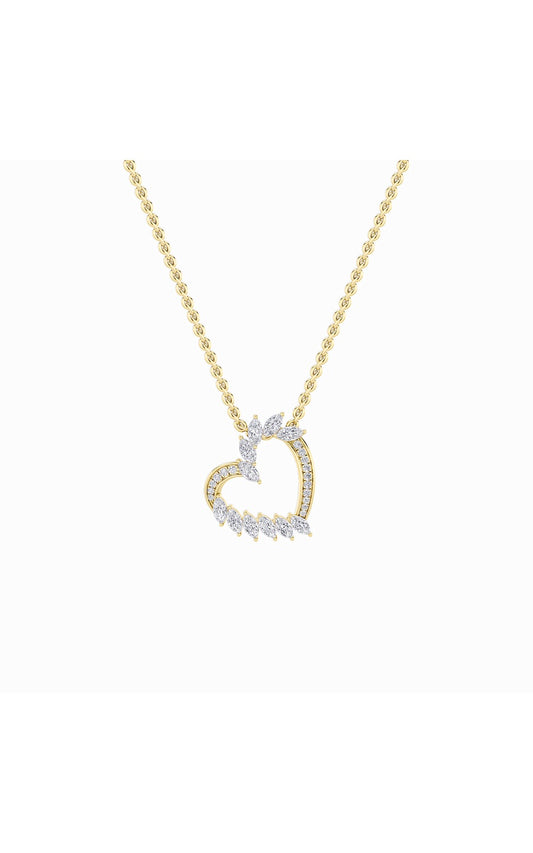2.5Cttw Marquise Shaped Lab Grown Diamond (F/VS) Heart Shaped Pendant in 14K Gold