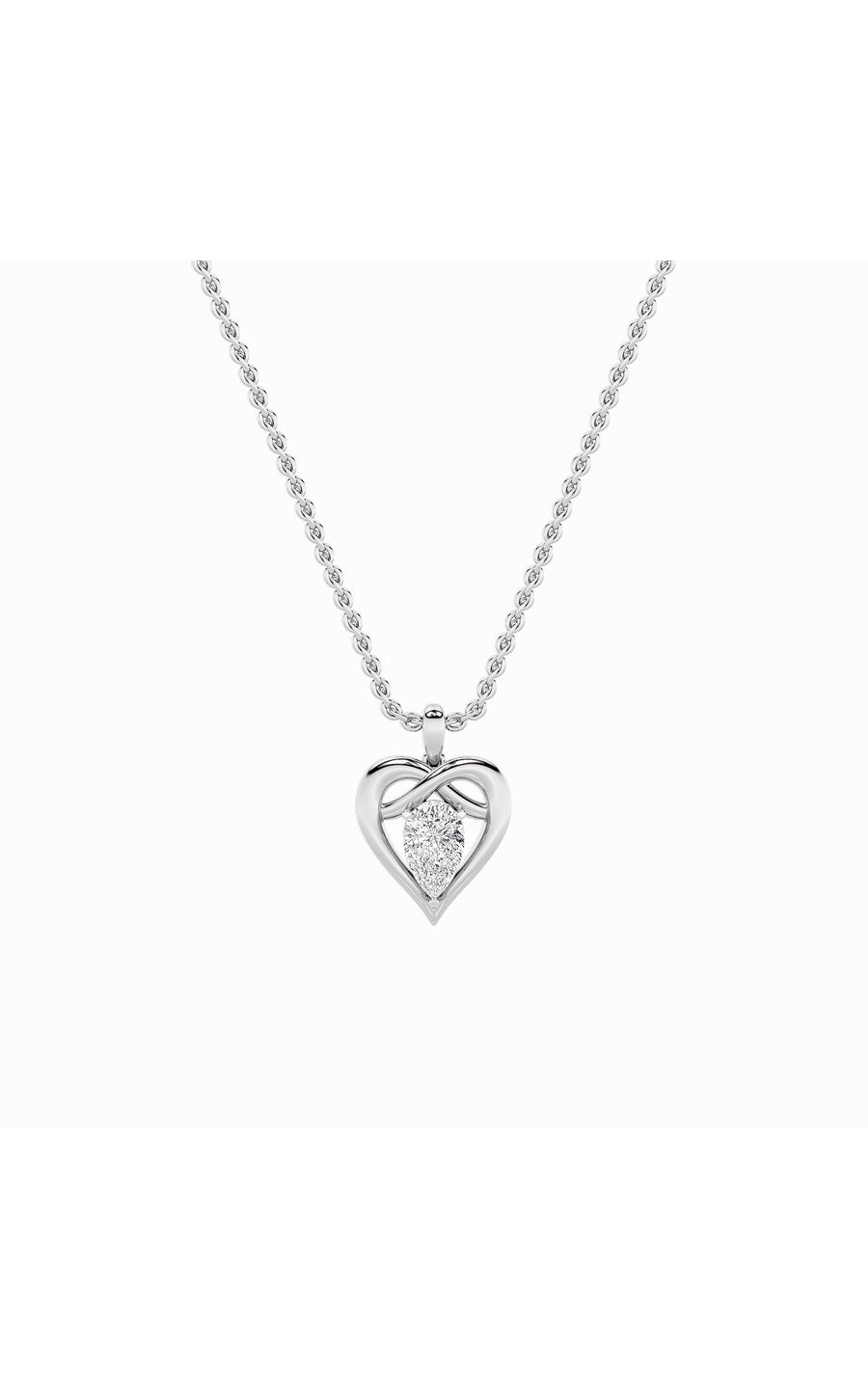 2Cttw Pear Shaped Lab Grown Diamond (F/VS) Heart Shaped Pendant in 14K Gold