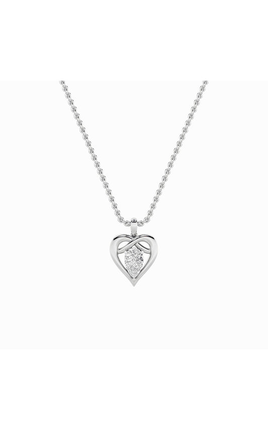 2Cttw Pear Shaped Lab Grown Diamond (F/VS) Heart Shaped Pendant in 14K Gold
