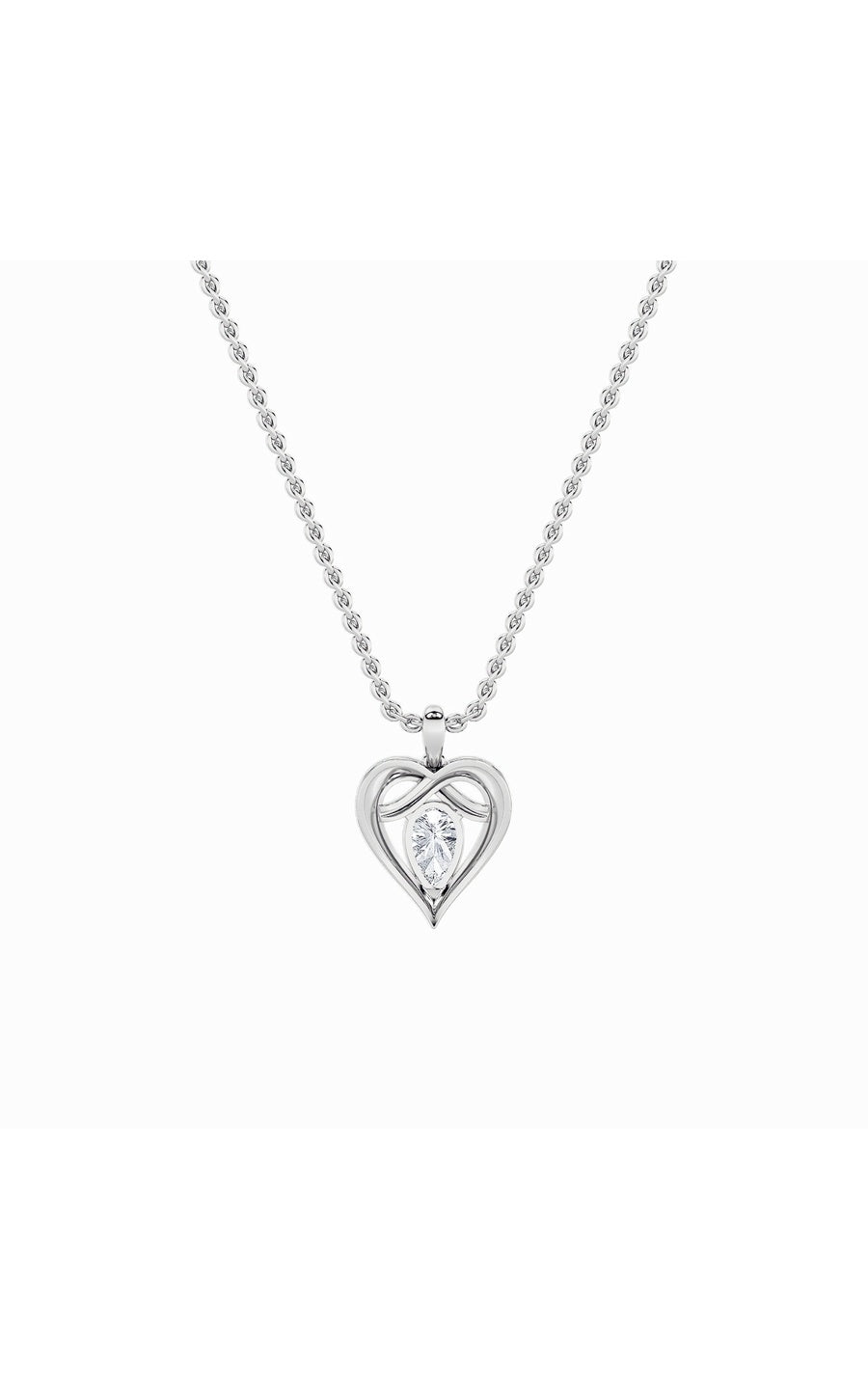 2Cttw Pear Shaped Lab Grown Diamond (F/VS) Heart Shaped Pendant in 14K Gold