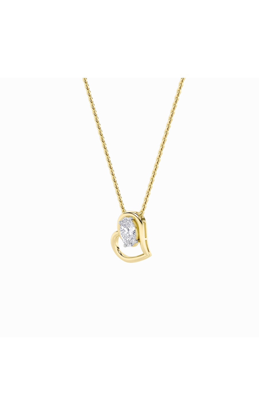 2Cttw Oval Shaped Lab Grown Diamond (F/VS) Heart Shaped Pendant in 14K Gold