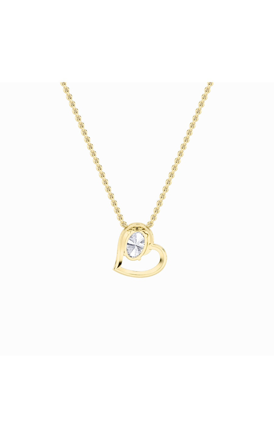 2Cttw Oval Shaped Lab Grown Diamond (F/VS) Heart Shaped Pendant in 14K Gold