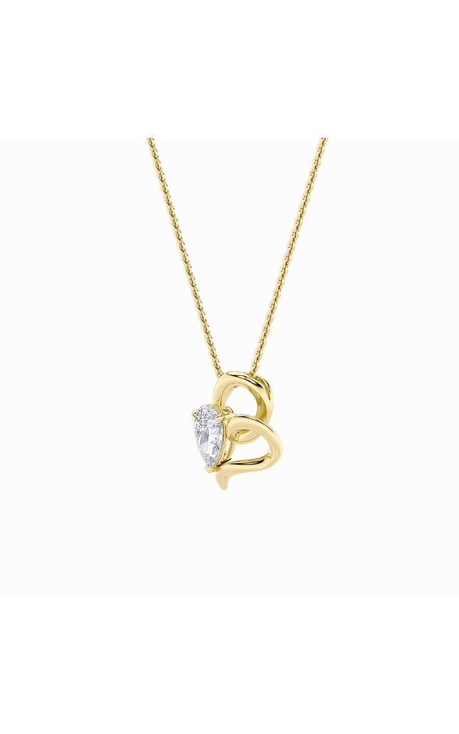 2Cttw Pear Shaped Lab Grown Diamond (F/VS) Heart Shaped Pendant in 14K Gold