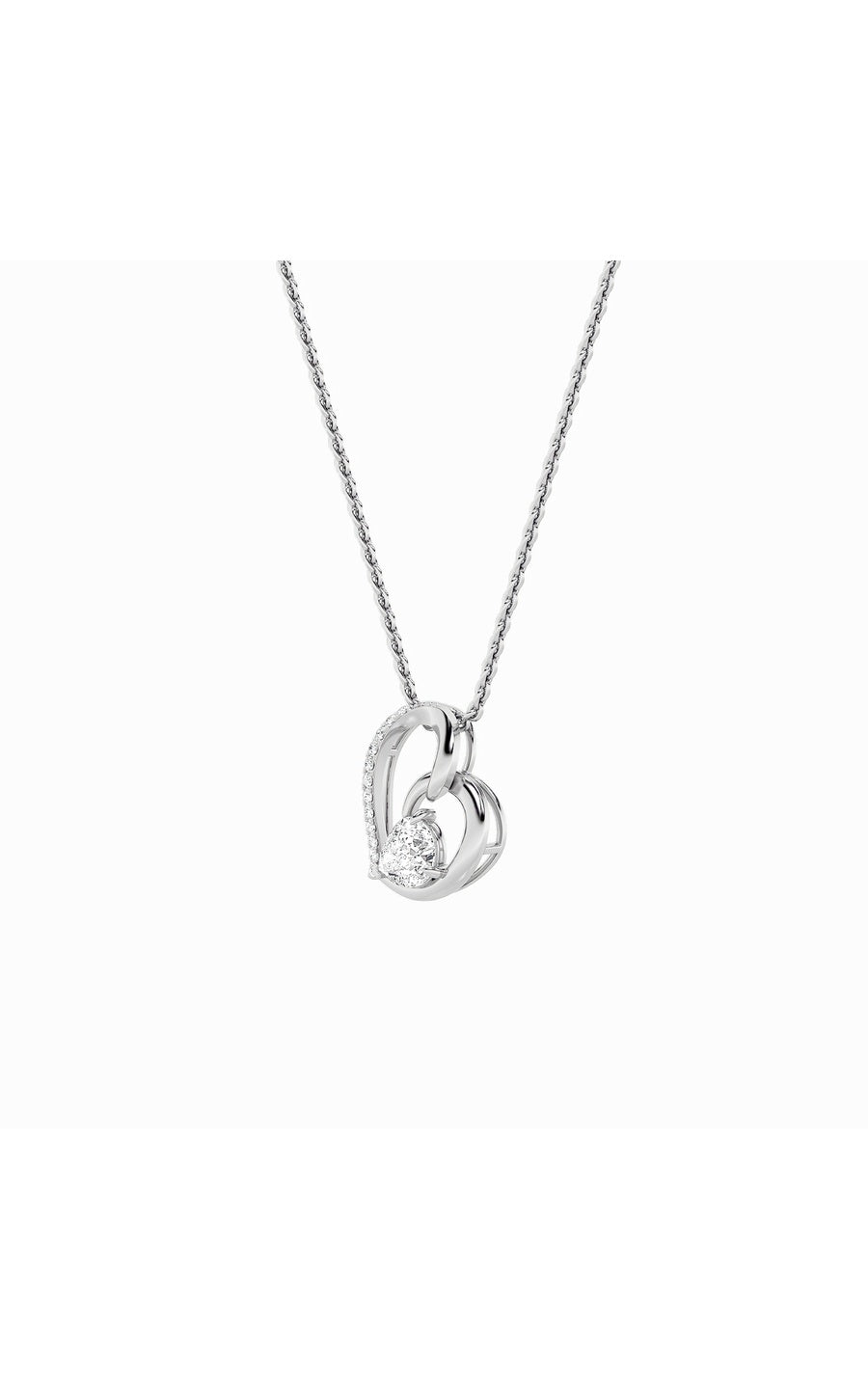 2Cttw Pear Shaped Lab Grown Diamond (F/VS) Heart Shaped Pendant in 14K Gold